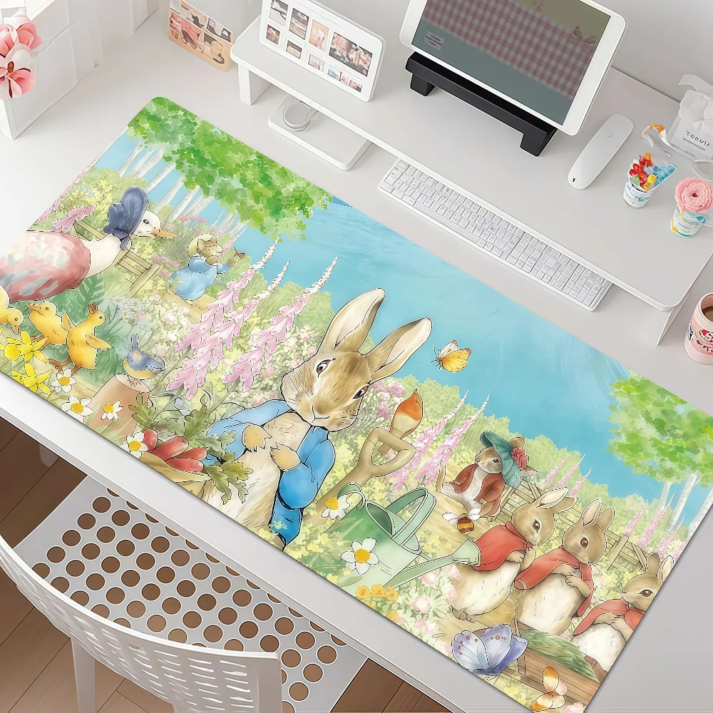 Kawaii P-Peter R-rabbit Cute Mouse Pad Anti Slip Rubber Edge Locked Thickened Laptop Gaming Desk Mat