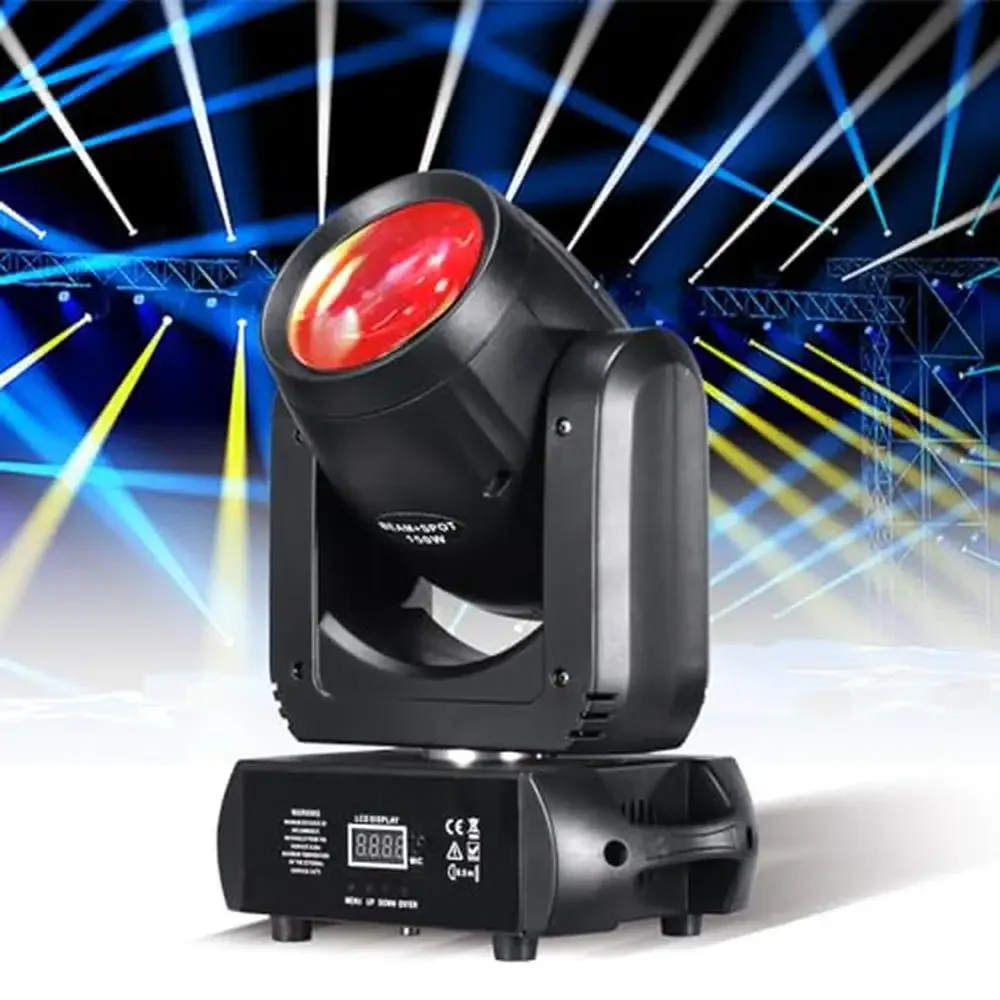 LED Moving Head Light 150W Stage Lighting Beam GOBO Prism Bright DMX Sound Activated Disco Club KTV Party Wedding Bar Concert