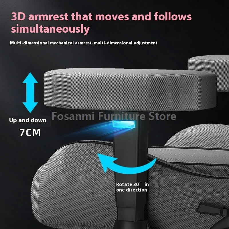 كرسي ألعاب أنيق من الجلد الرمادي مستلق للمنزل والمكتب كرسي مكتب مريح مع وسادة قطنية كراسي كمبيوتر ألعاب قابلة للتعديل #4