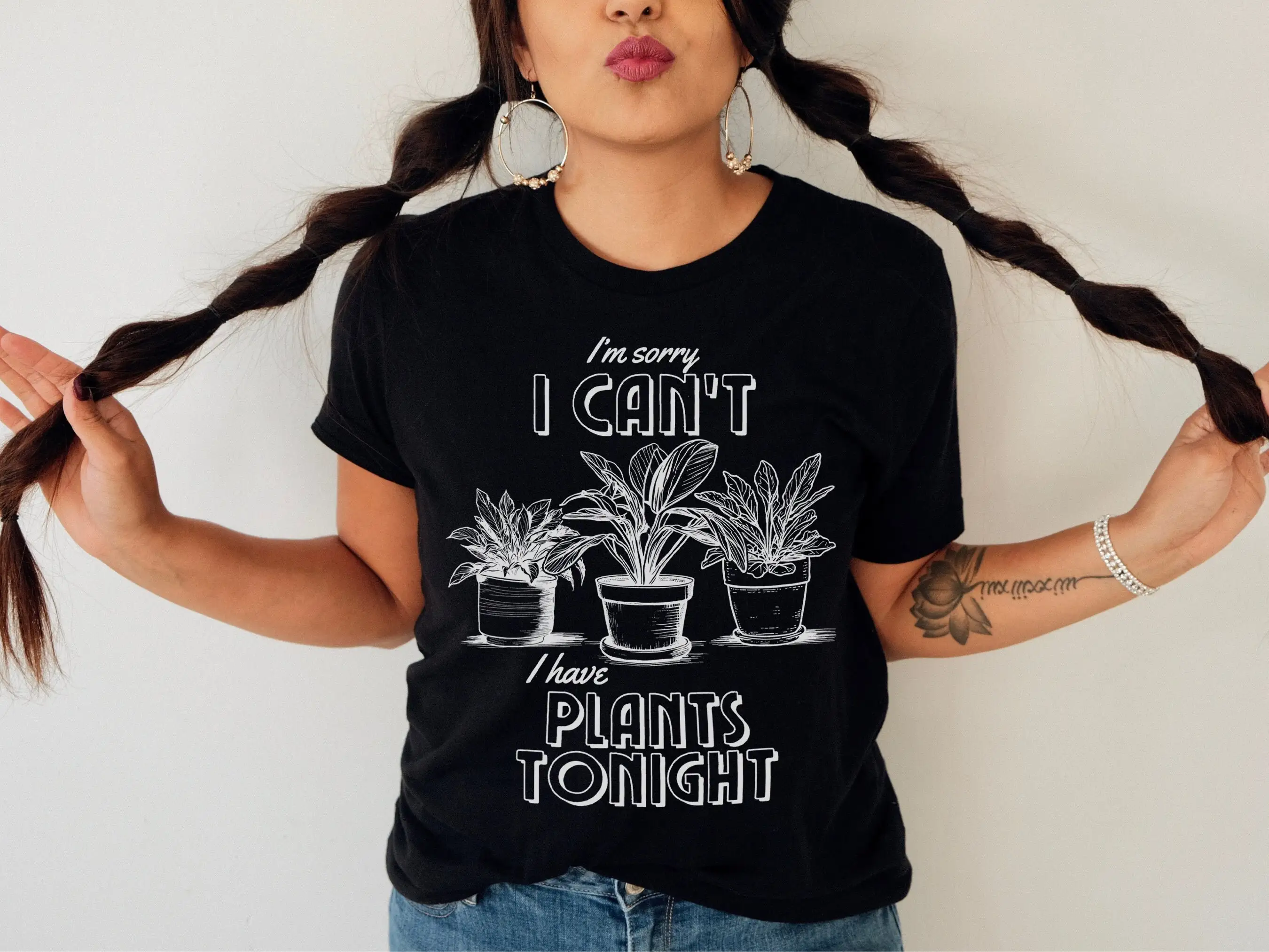 Sorry I Can'T Have Plants Funny Retro T Shirt Silly Introvert Antisocial Plant Green Finger Crazy Houseplant Lover Lady