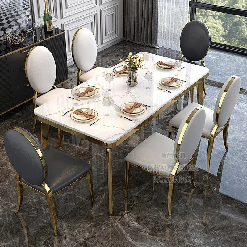 ！@Metal High Design Dining Tables Gold Restaurant Modern Luxury Dining Tables Set Living Room Tavolo Di Pranzo Luxury Furniture