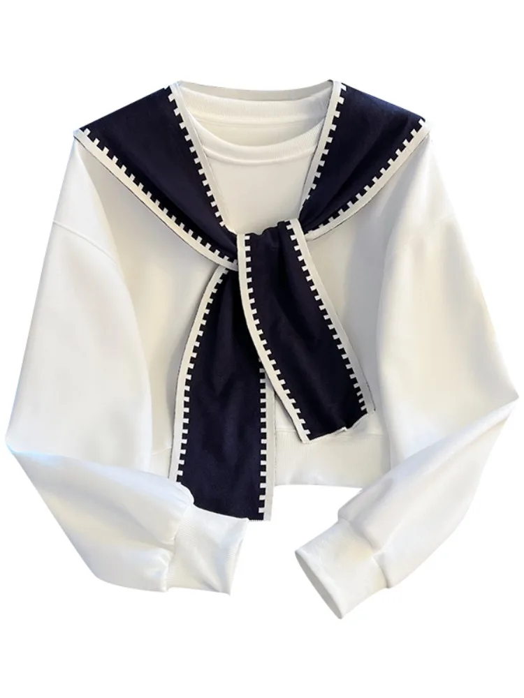 Design originale Lungo Sve rotondo Ne Sciarpa L Felpa con cappuccio da donna Inizio autunno ort Sle Top in fibra elastica in misto cotone