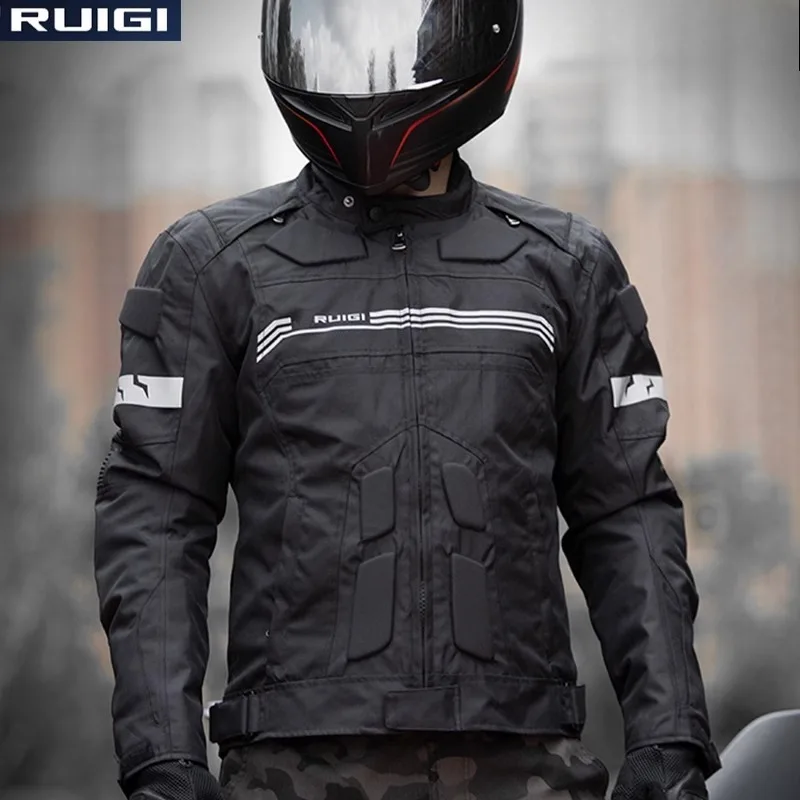 RUIGI Men's Motorcycle Jacket Suit Waterproof and Fall Resistant Motorcycle Racing Jacket and Pants for All Seasons Warmth