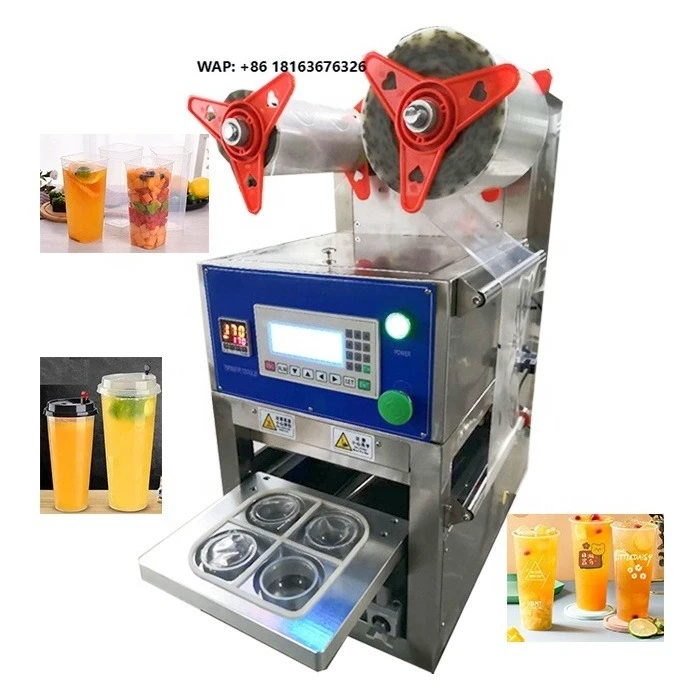 hot Automatic Cup Sealing Machine Tabletop Bubble Tea Plastic PP 4 Cups Sealer Machine