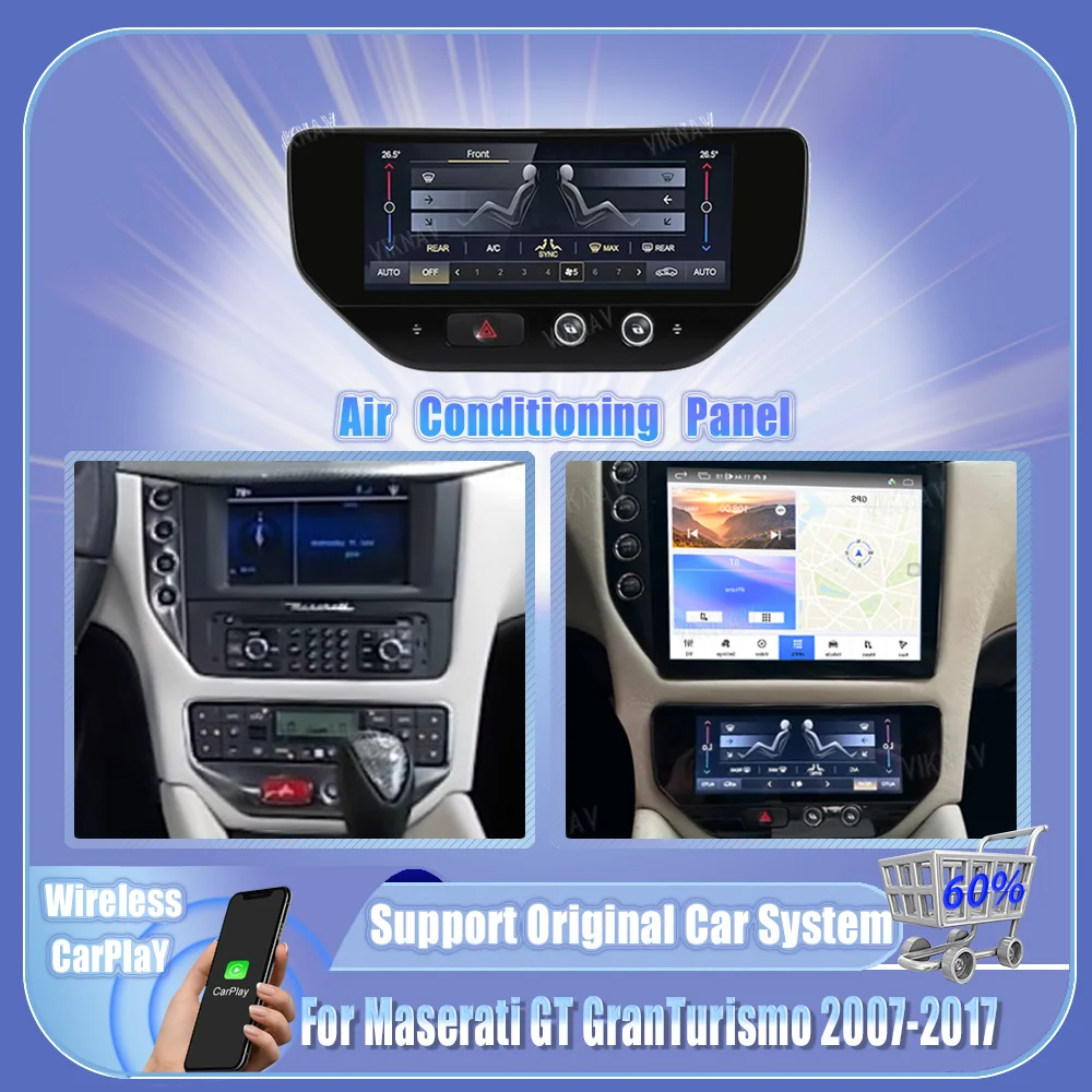 

7-дюймовая панель переменного тока для Maserati GT granтуризма 2007-2017, кондиционирование воздуха, управление климатом, сенсорный ЖК-экран, обновленная версия платы