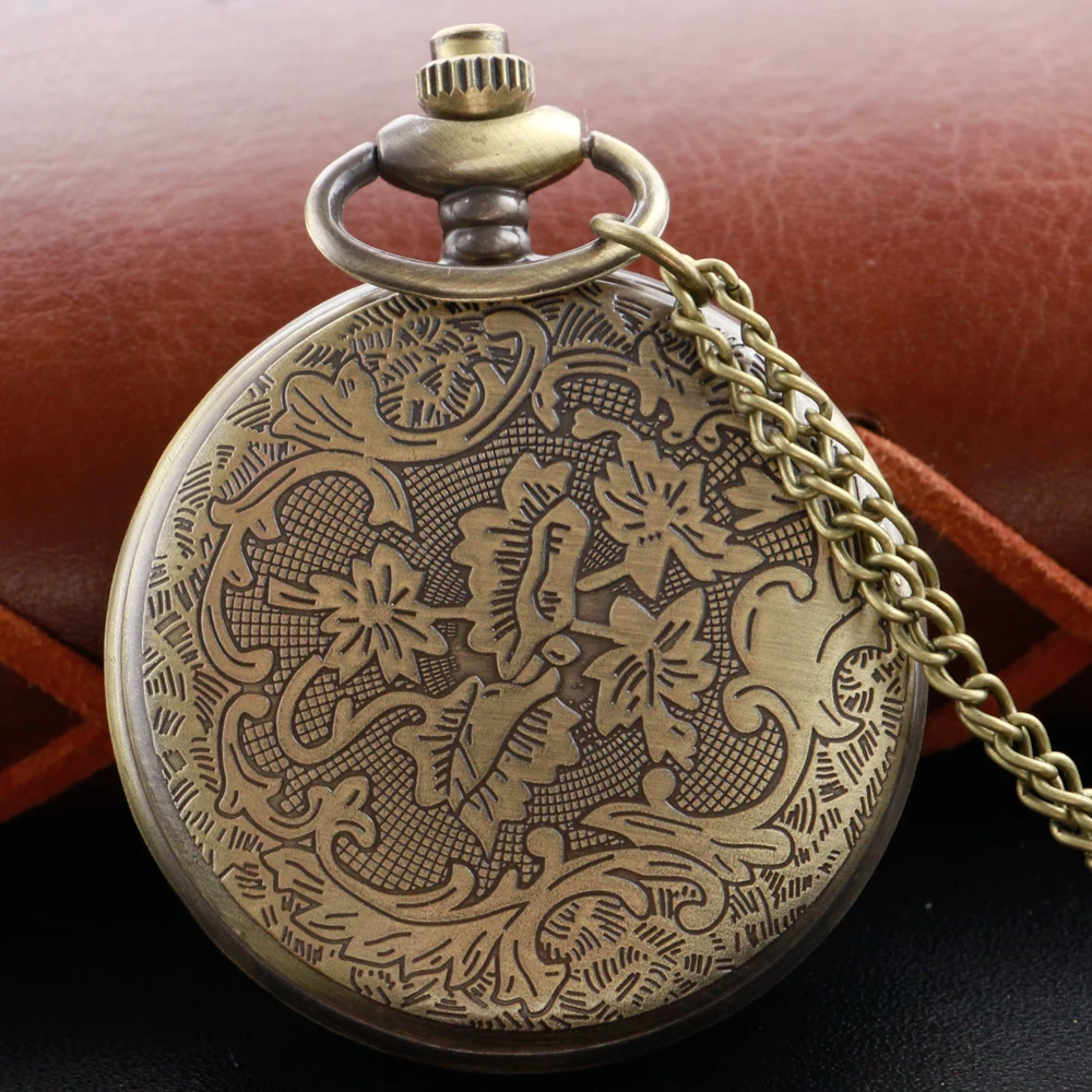 Montre de poche à Quartz en Bronze Fort 40, Steam Punk, collier, horloge en métal, acier inoxydable, pendentif avec chaîne courte, cadeau Cf1301