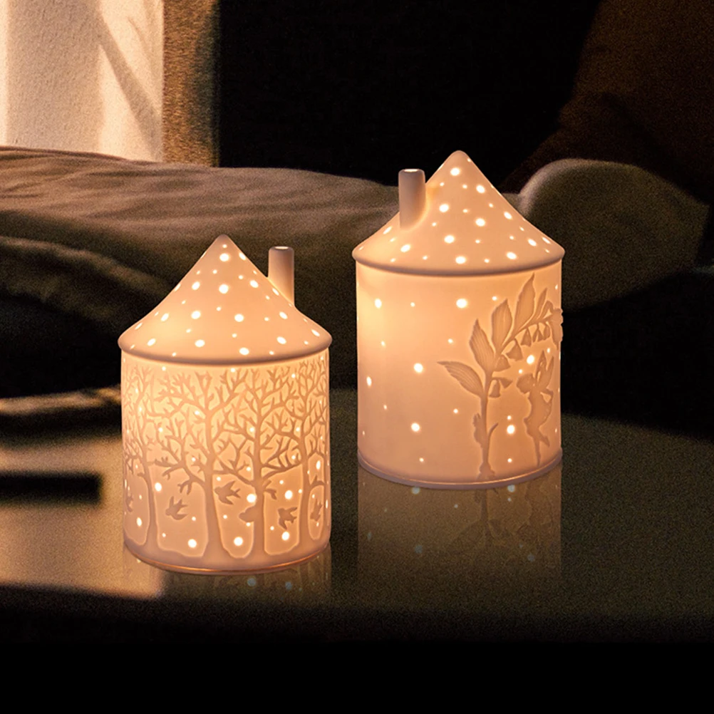 

1Pcs Ceramic Holder Smooth Finish Shaped Candlestick for Fireplace Kitchen Decor Warm Lighting Decorative Accessory