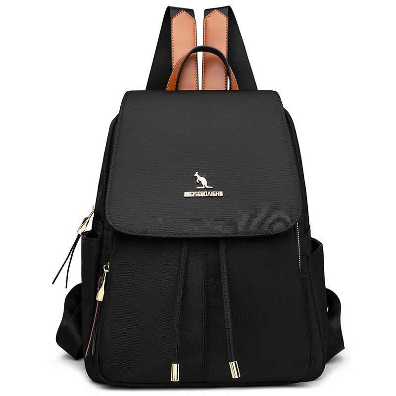 

Женский модный рюкзак большой вместимости, нейлоновый стеганый рюкзак с логотипом кенгуру, молния, регулируемые ремни для поездок на работу и покупок