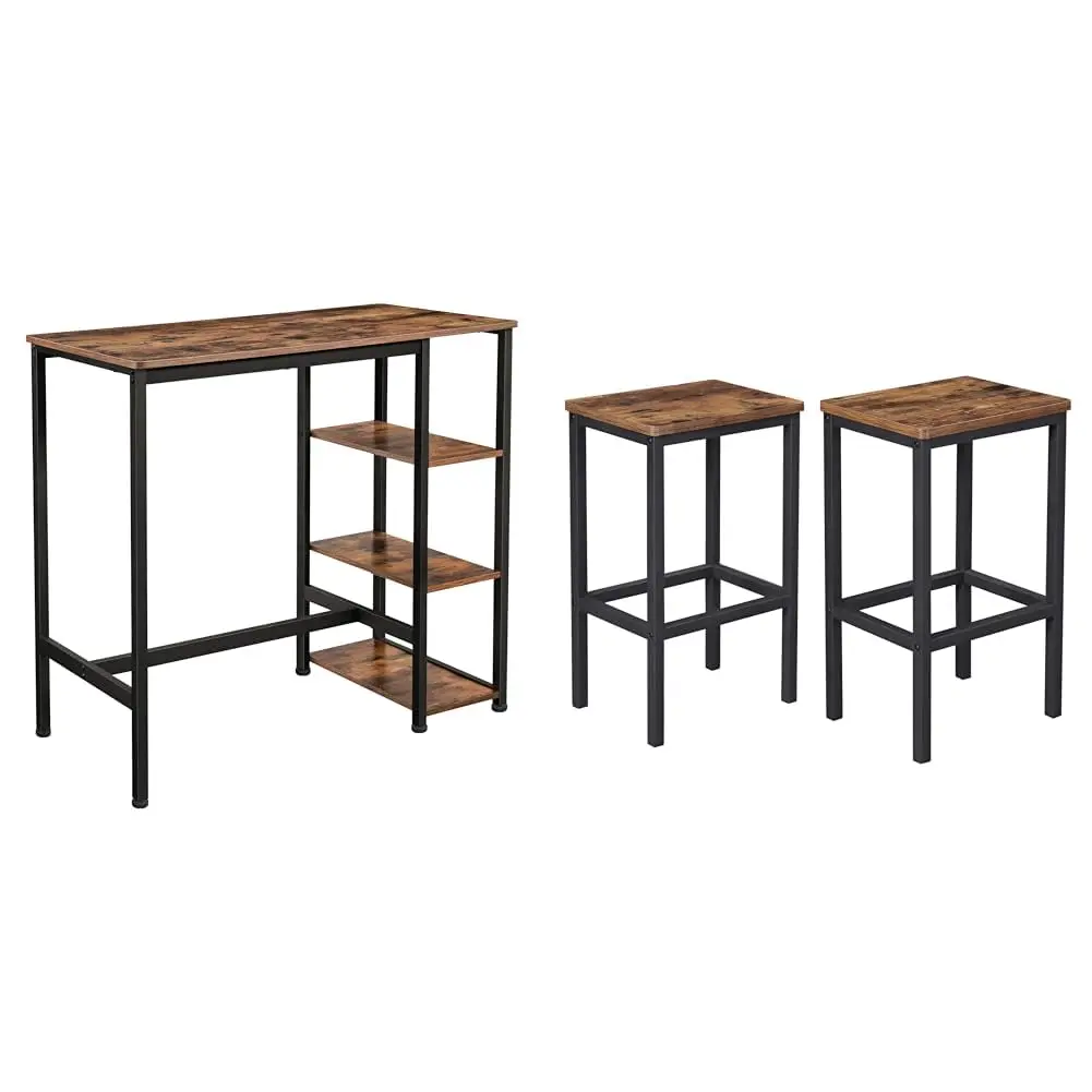

Industrial Bar Table With Metal Frame And 2 Bar Stools Set