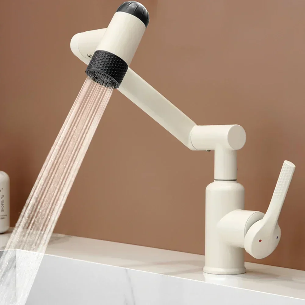 

4 Modes Multi Functional Basin Faucet Rotation Hot and Cold Mixer Desk Mounted Tap Stream Sprayer Water Upwards for Bathroom