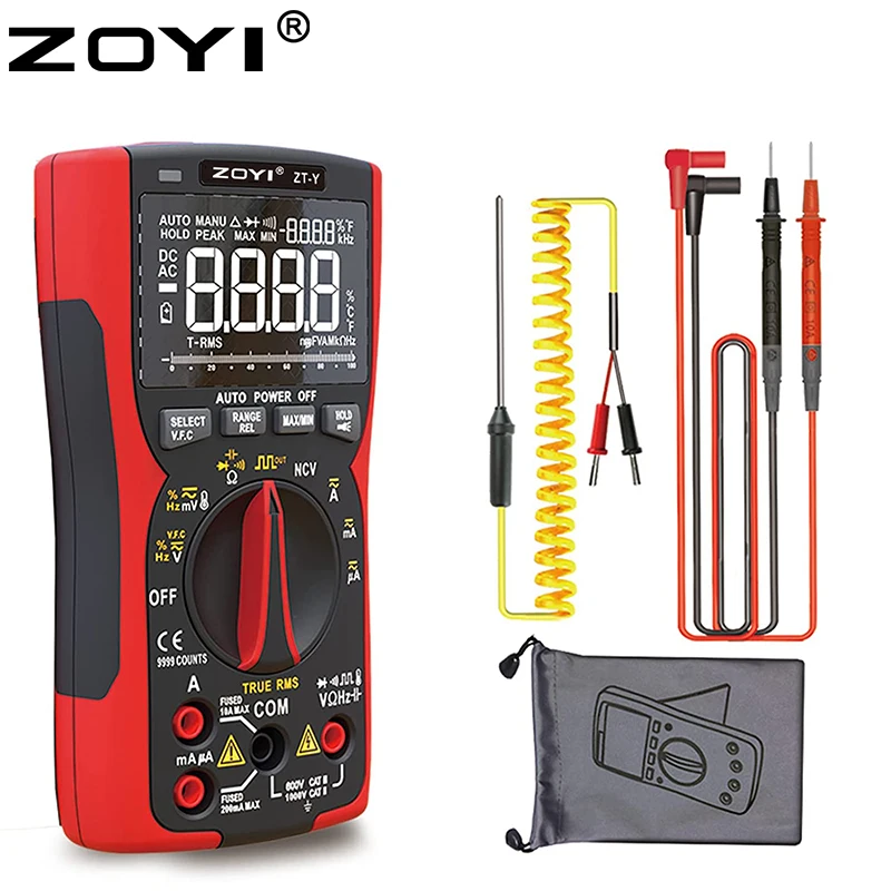 Imagem -04 - Zoyi-high-precision Faixa Automática Multifuncional Multímetro Digital Anti-burn Inteligente Zt-y Manutenção Eletricista