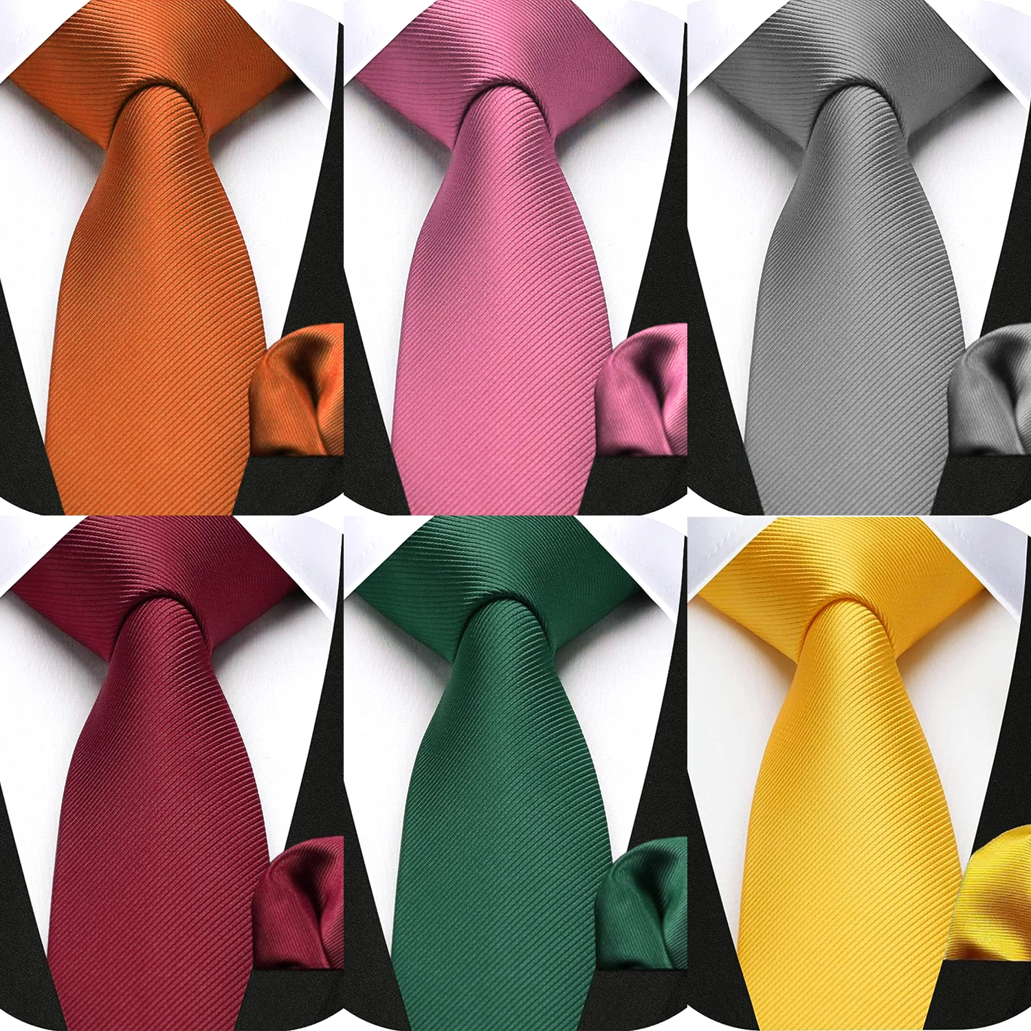 JEMYGINS мужской галстук тонкий сплошной цвет 6 см шелковый галстук карманный квадратный комбинированный комплект подходит для мужчин подарки на день рождения свадьбы бизнес