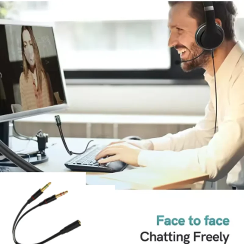 Headphone / Mic Combine Adapter 3.5mm Male 2 in 1 Female for Headset PC/Laptop
