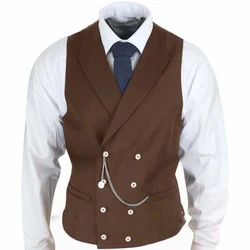 Best Men's Vest Serge Formal Man Casual Business Peak Lapel Double Breasted Steampunk Male Vests