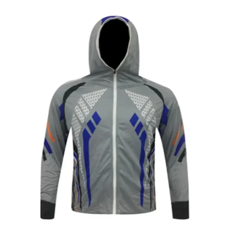 في الهواء الطلق قميص رياضي 2023 جديد الرجال الحماية من الشمس مقنعين ملابس الصيد مع سحاب المضادة للأشعة فوق البنفسجية UPF 50 + تنفس ملابس الصيد #4