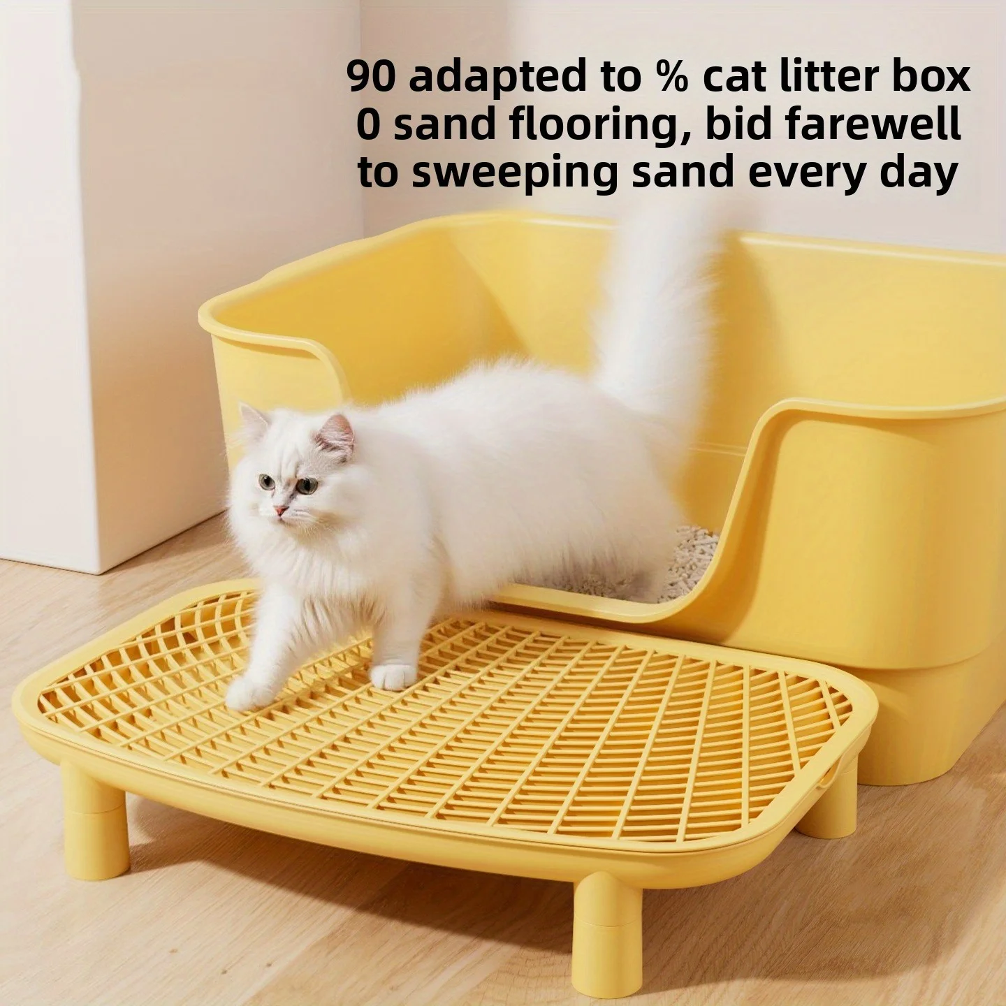 Cat Litter Box Sand Control Mat with Double Layer Filter Leak Proof Design for Open Closed Style