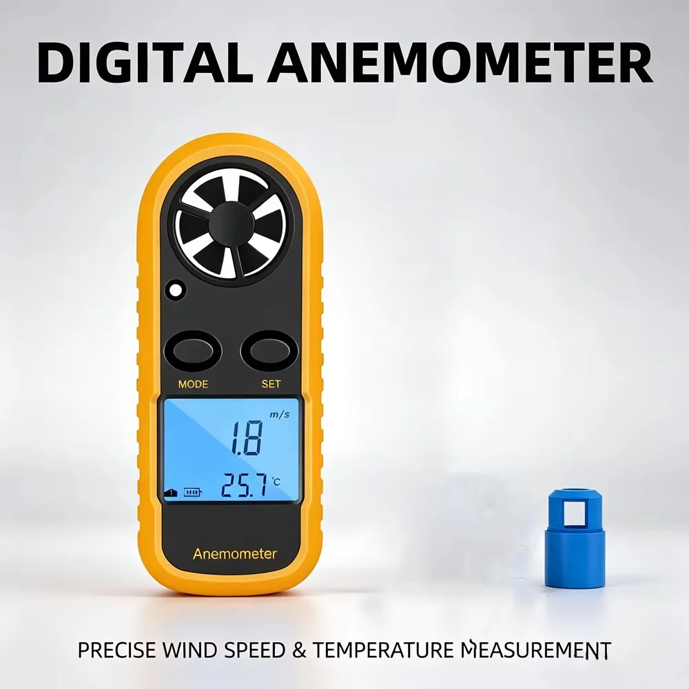 LCD Digital Wind Speed Anemometer Handheld Temperature Meter for HVAC Sailing Drone Outdoor Industrial Applications