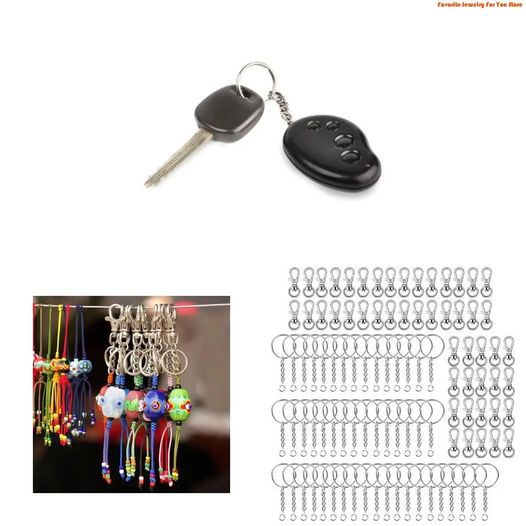 91AF 100X for Key Chain Hook Set Keychain Hardware Lobster Clasp Hook for Key Chain Clip Hook for Key Chain Rings