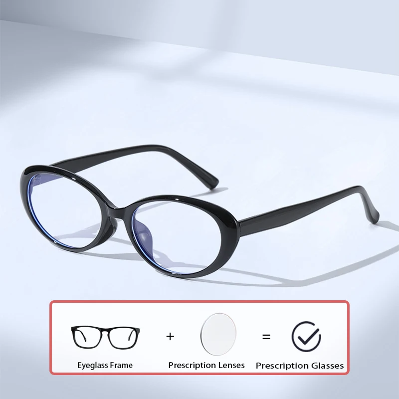 Men Women Myopia Glasses Fashion Classic Simple Oval Anti-blue Light Eyewear Custom Prescription Eyeglasses Accessory