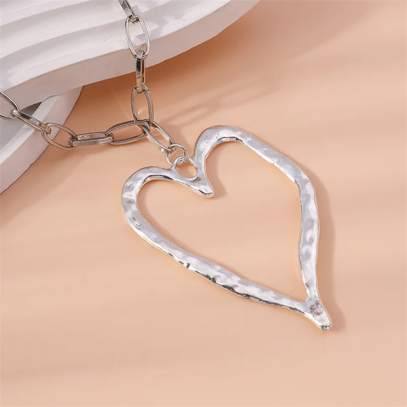 Aihua Punk Große Herz Anhänger Halskette für Frauen Gold Farbe Metall Link Kette Choker Auf Den Hals Unisex Neue Party Schmuck Geschenke – Detail 8