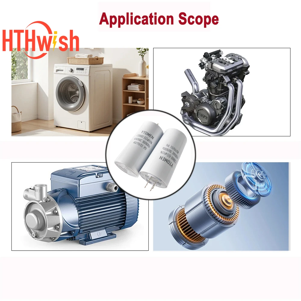 1/2 Stück CBB60 Anlaufkondensator 450 VAC 4-polige Motorlaufkondensatoren 5 % 450 V 4uf-60uf für Waschmaschine Luftkompressor Wasserpumpe