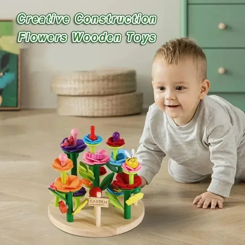 

Montessori Flower Garden Building Wooden Toys Flower Arrangement Game Creative Educational Toy for Kids Toddler Toys Girls Gift