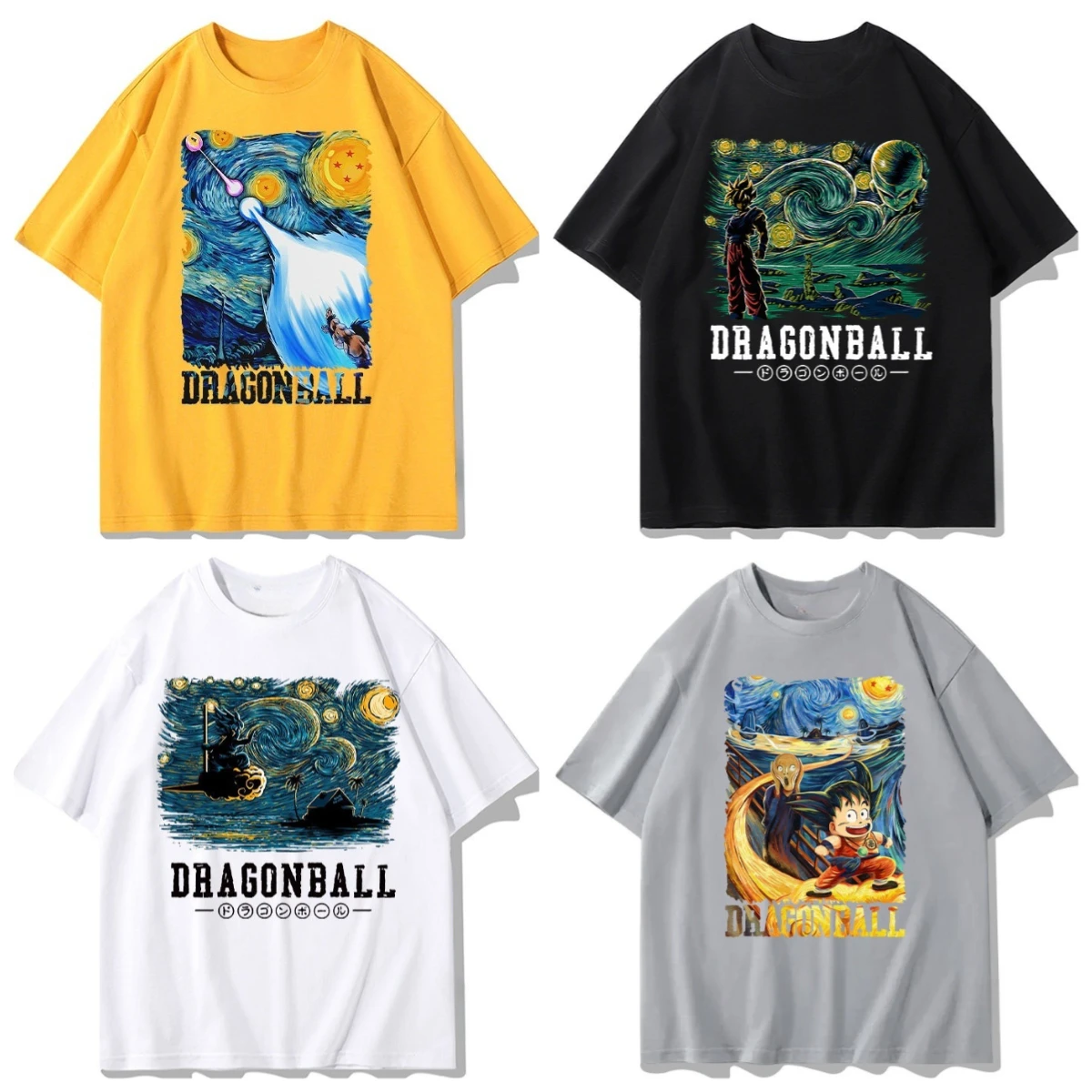Adult and Children's American Retro Style Dragon Ball Starry Night Cotton T-Shirt, Couple and Parent-Child Matching Outfit