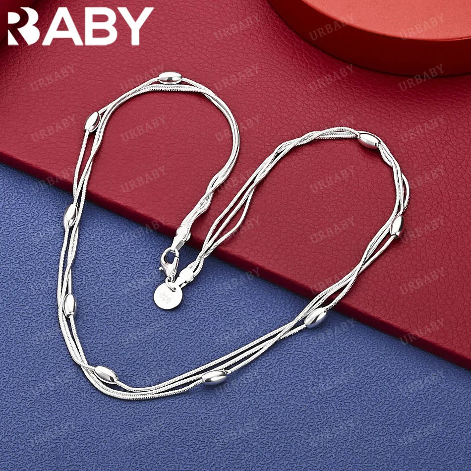 URBABY Collana a catena multi serpente con perline ovali in argento sterling 925, gioielli di moda, regalo per feste di tendenza squisito