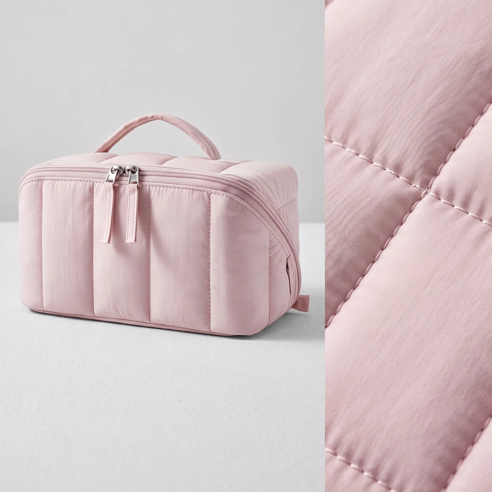 Travel Makeup Bag Padded Makeup Bag with Divider Toiletry Case Compact Long-Lasting for Travelers, Overnight Stays, Bathroom