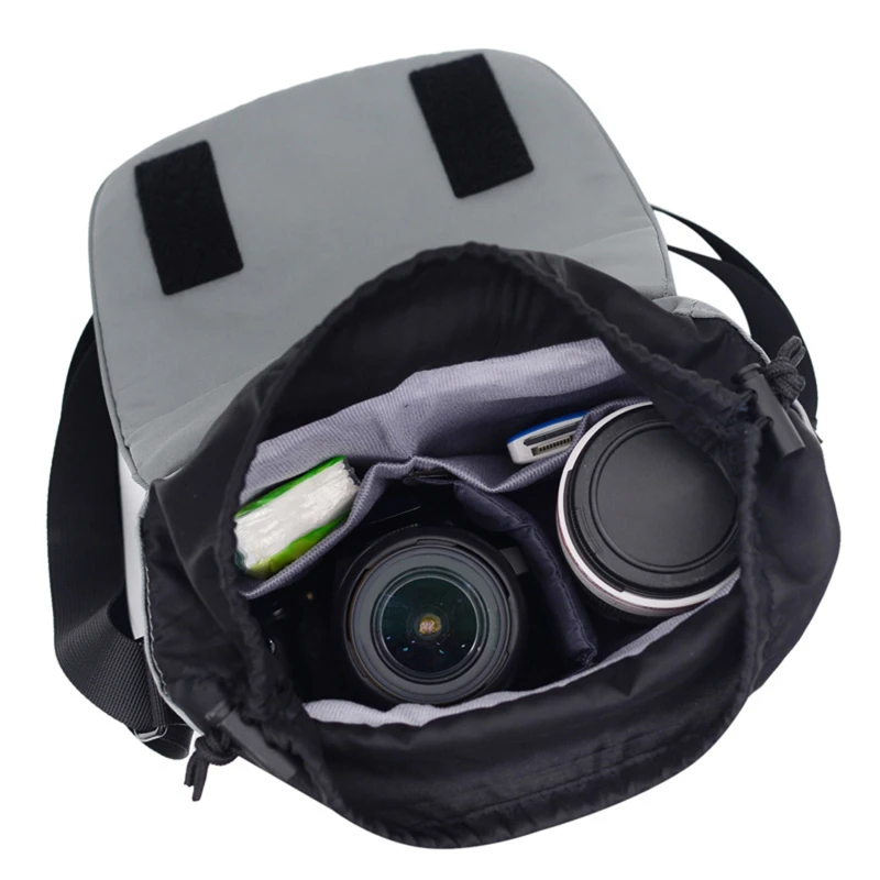 Shoulder Bag Camera Storage Bag Drawstring Stitching Design Waterproof Photo Micro Single Lens Bag Case Digital Photography Bag