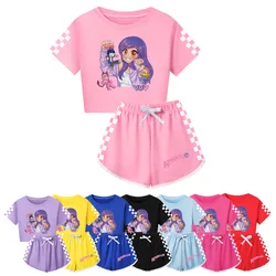 Anime Aphmau Cat Clothes Kids Comfort Running Dance T Shirt+Shorts 2pcs Sets Baby Girls Summer Clothing Set Children Sportsuit