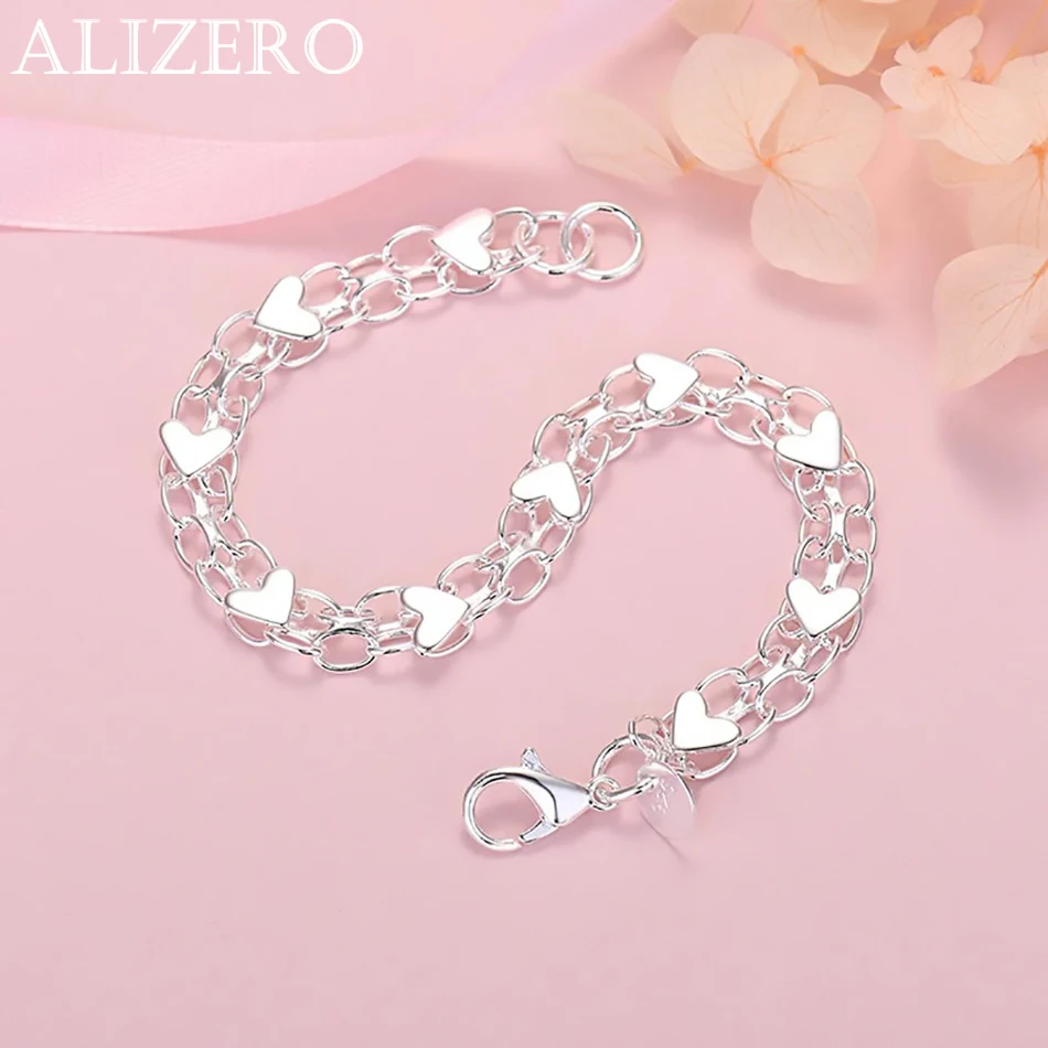 

New Luxury 925 Sterling Silver Classic Heart Bracelets for Women Lady Fashion Designer Jewelry Wedding Party Birthday Gifts