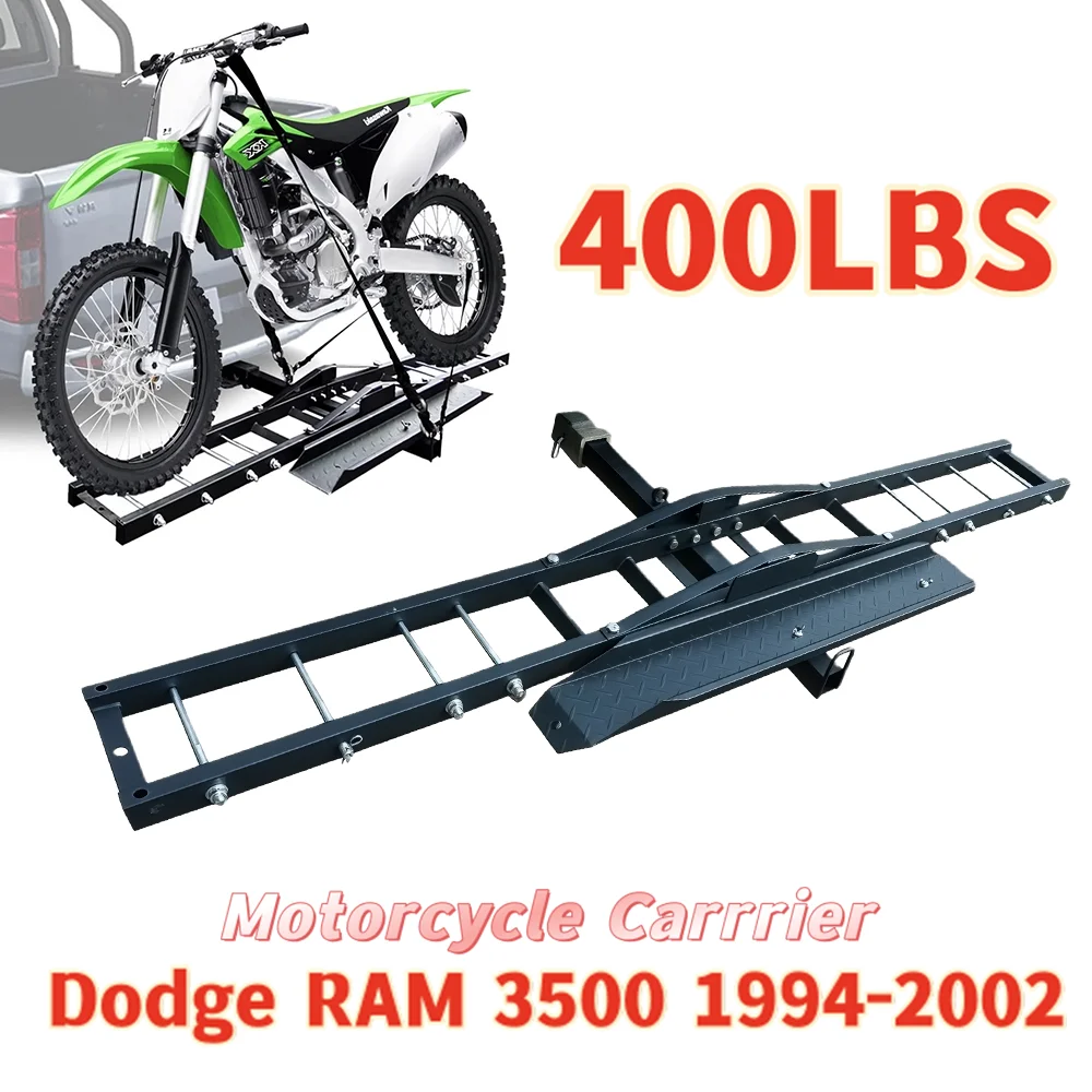 

Heavy Duty Steel Motorcycle Carrier for 2" Hitch - Tilt & Lock Dirt Bike Rack with Loading Ramp for Dodge RAM 3500 1994-2002