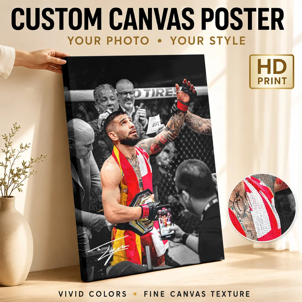 MMA Champion Ilia Topuria Canvas Print Poster Customized Photo Sports Portrait Wall Paintings Decoration for Gym Ready to Hang