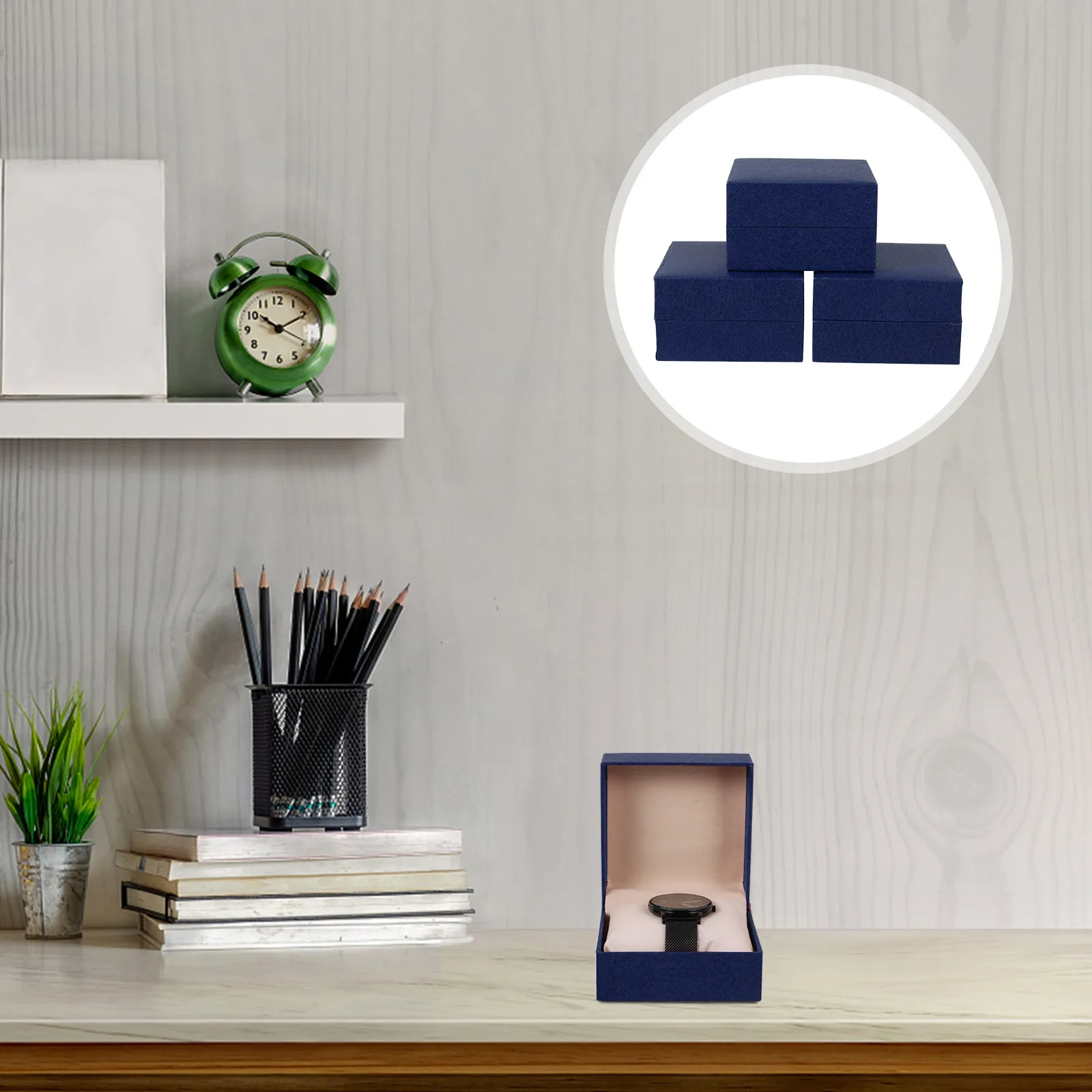 

3Pcs Watch Gift Box Creative Litchi Pattern Decorative Case for Jewelry Storage Display Organizer Gift Packaging