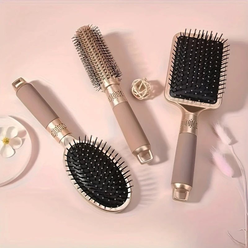 

3 шт./1 шт./золотая расческа для волос, ручка из АБС-пластика, двойного назначения для сухой и влажной уборки, набор инструментов для ухода за и укладки волос унисекс.