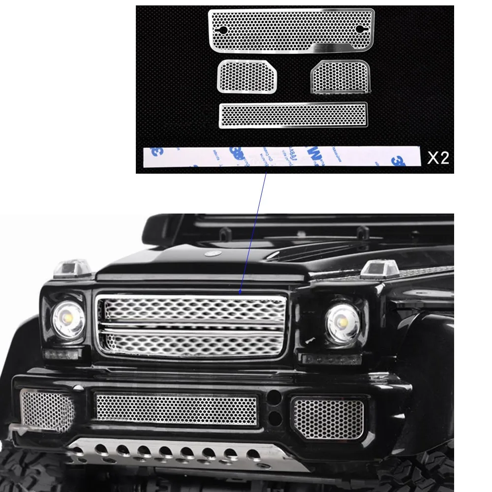 

Suitable for 1/10 remote control vehicles, remote control tracked vehicles, trx4 G500 trx6 g63 stainless steel grid grille cover