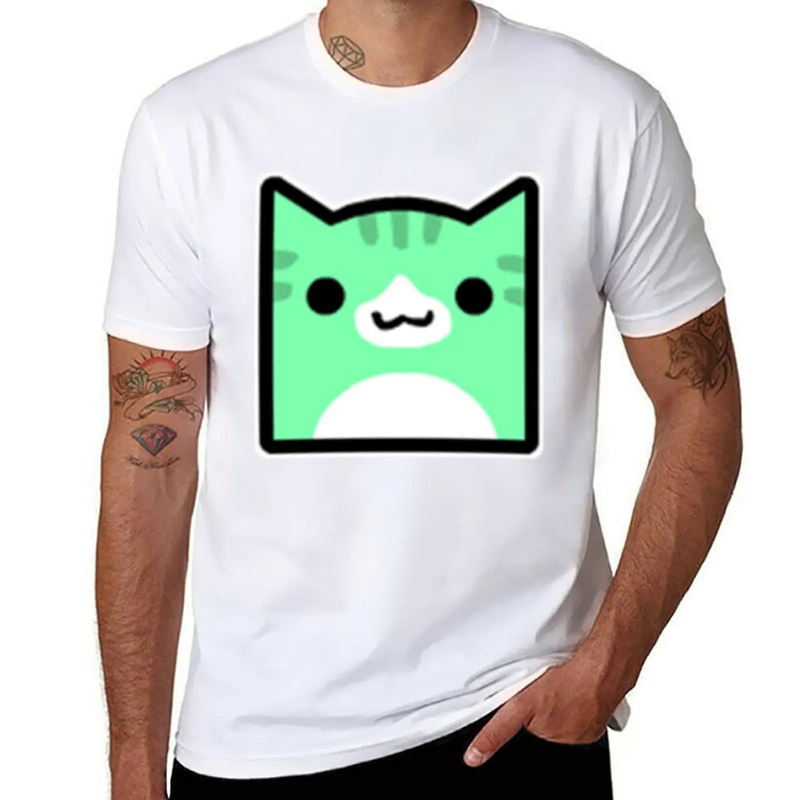 

Juniper Geometry Dash icon cat cube T-Shirt t shirt man luxury printed t shirts for man T-Shirt