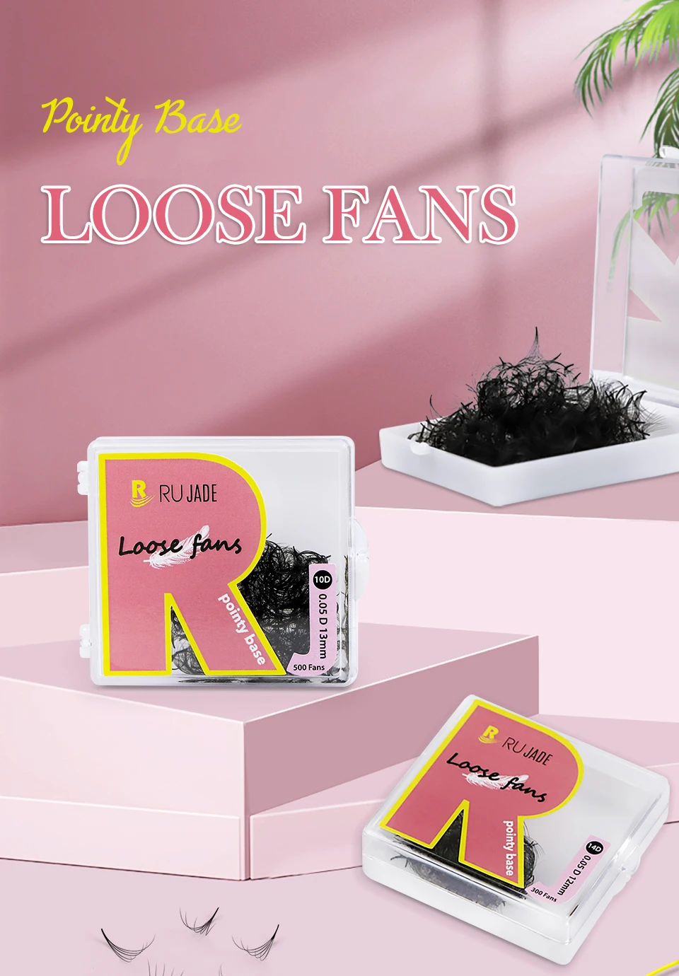 RUJADE Lose 3D-40D Vorgefertigte Russische Volumen-Wimpern mit spitzer Basis, Faux Mink Bouquets, Vorgefertigte Wimpernverlängerungen, Make-up Cilios – Detail 4