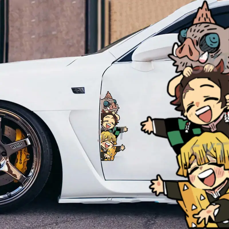 Stiker Mobil Tahan Air Kartun Anime Demon Slayer Pintu Mobil Dekoratif Pintu Kamar Tidur Kamar Mandi Stiker Kreatif Yang Dipersonalisasi