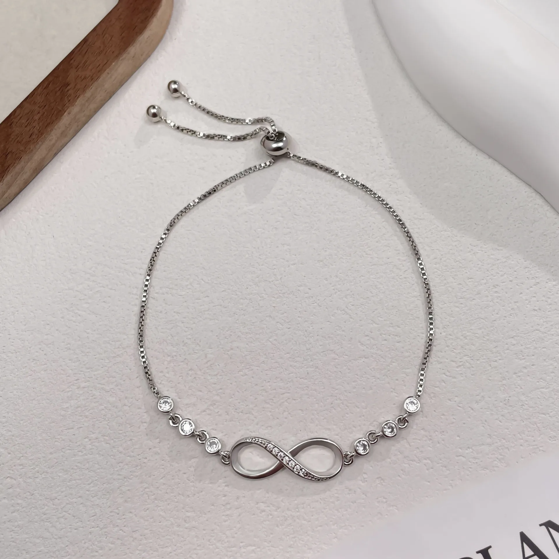 Real 3mm D Color Moissanite Infinity Bracelet for Women 925 Silver Adjustable Chain 2026 Trend Fine Jewelry Pulseiras Prata Gift