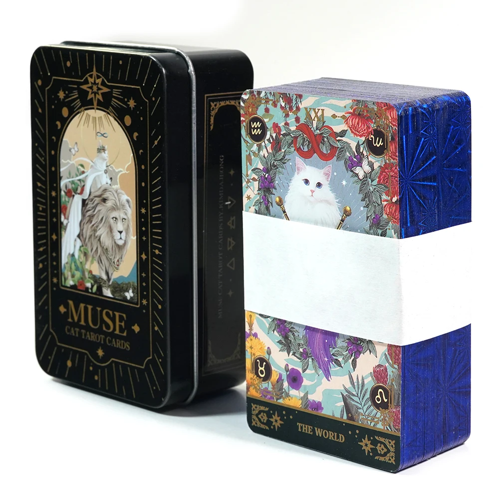 Tarot Deck Muse Cat Tarot Tin Storage Box MetalCards Fortune Telling Board Game Cards Divination Tools Party Playing Fate Divina