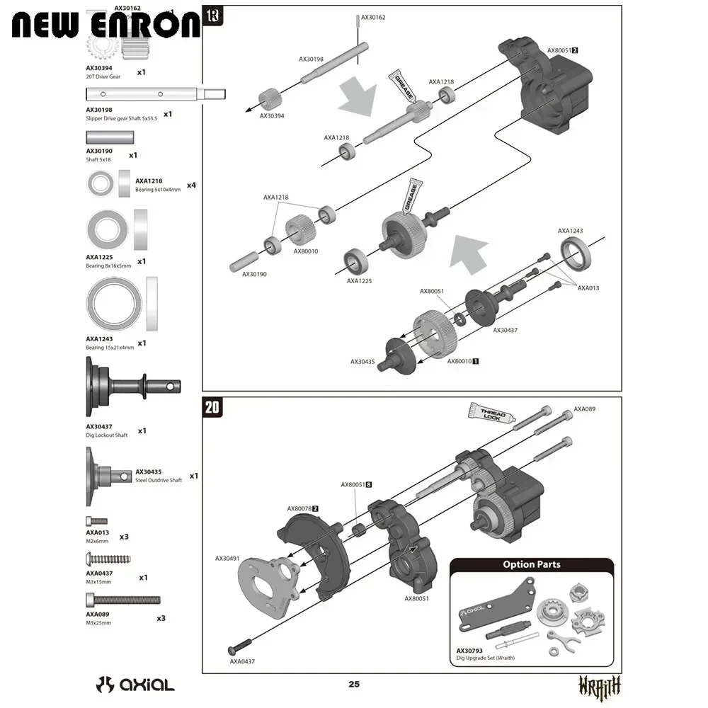 Aluminium Alloy CNC Transmission Case Center Gearbox for RC Car 1/10 Axial Wraith 90018 90045 90056