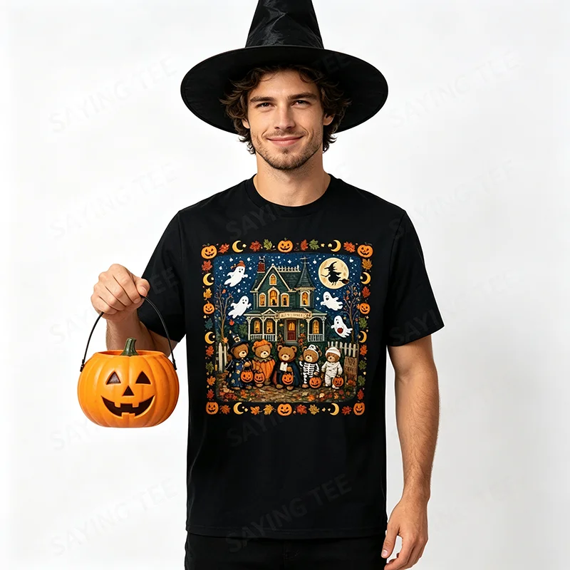 90er-Jahre-Bären-Halloween-T-Shirt für Jungen und Mädchen, Y2k, niedliche Horror-Streetwear-Kleidung, kurzärmelige Baumwollkleidung – Detail 6