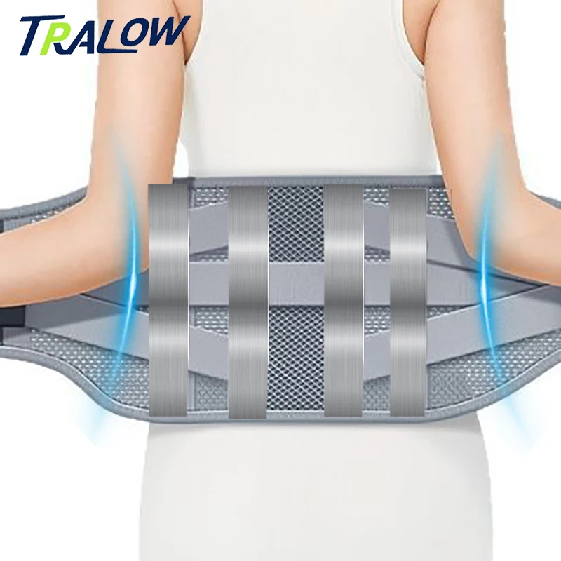 

TRALOW Dark Gray Lower Back Brace Support Belt for Pain Relief,Adjustable Lumbar Wrap,Waist Trainer for Gym,Office&Daily Use