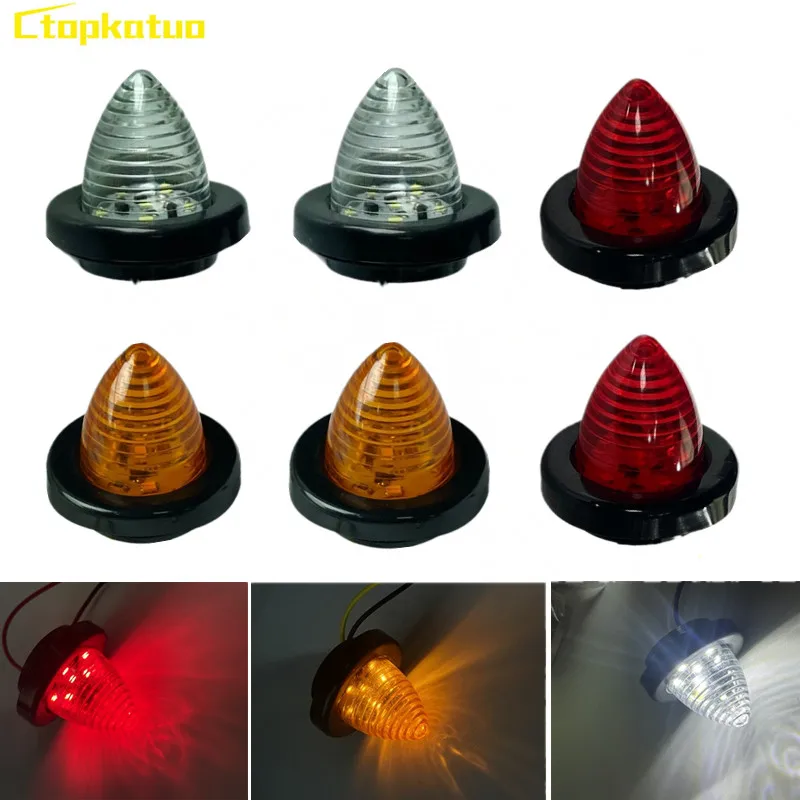 

2PCS Round 12v 24v 6LED Trucks Side Marker Lights Trailer Pickup Truck RV Van Caravan Turn Signal Tail lights LED Car Lorry Lamp