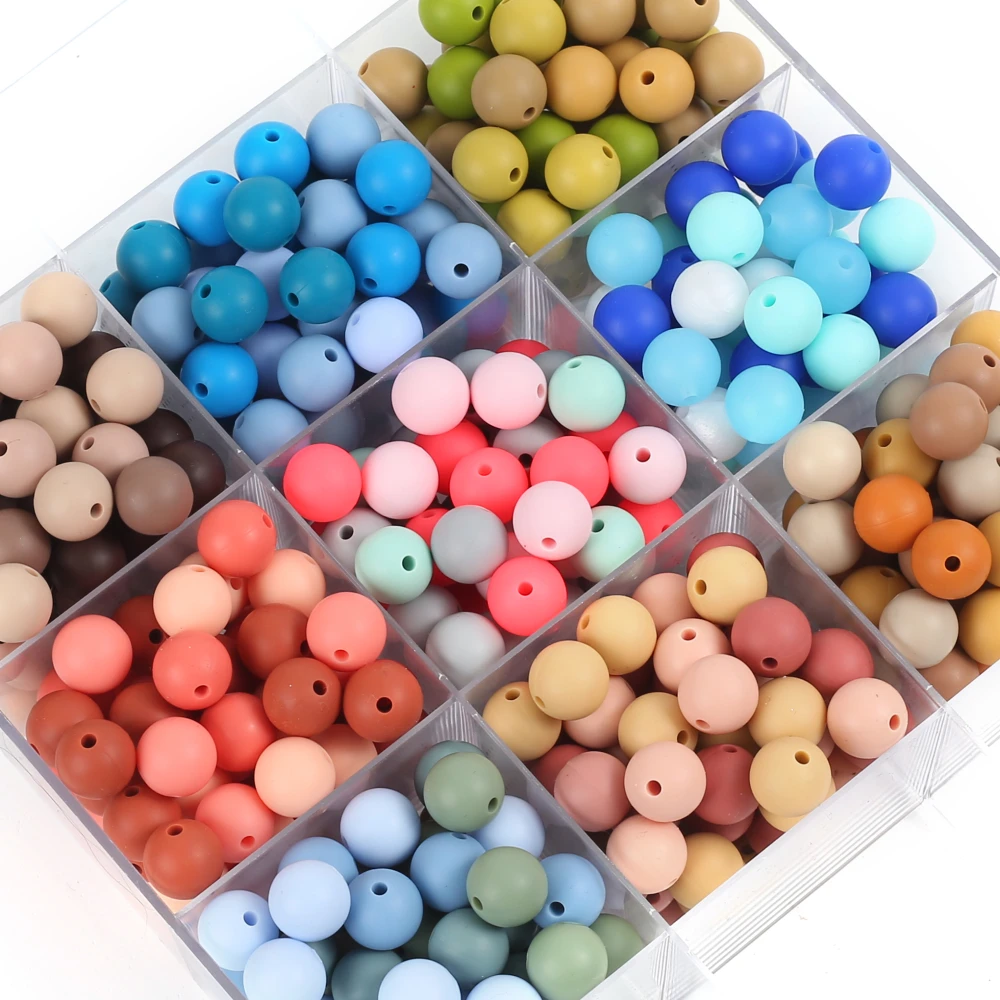 50Pcs Silicone Beads Bottled 12mm Mixed Color Round Spaced Beads For Nursing Jewelry Making DIY Necklace Bracelet Pacifier Clip