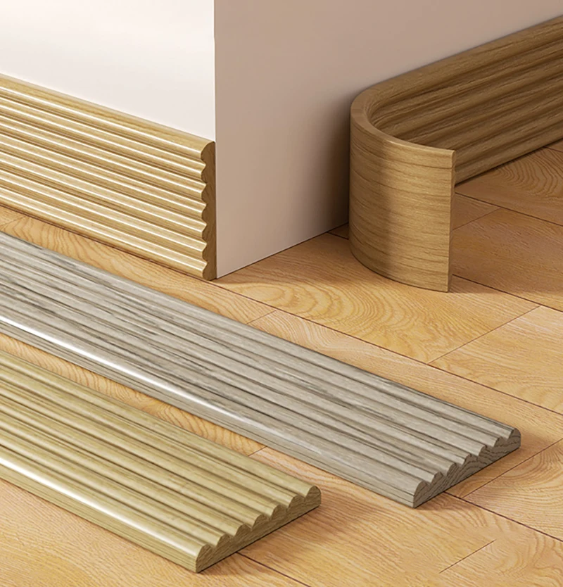 2M 3D Imitation Wood Grain Waterproof Enclosure Self Adhesive Skirting Line Wall Sticker Thickened Anti-collision Corner Line