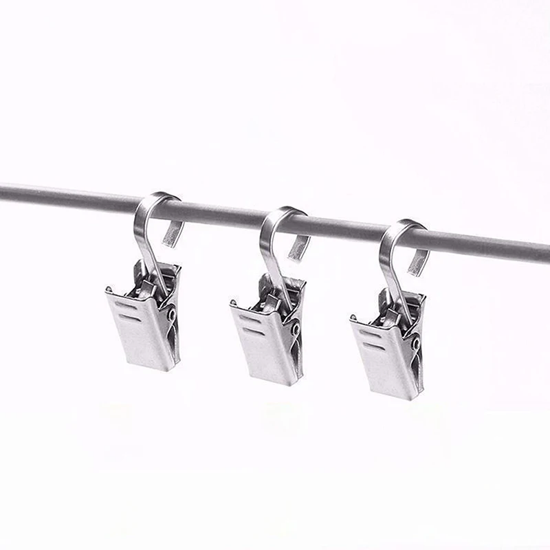 10/20pcs Stainless Steel Curtain Clips With Hook Window Curtains Hanging Clamps Accessories Home Room Photo Decoration Hook Clip