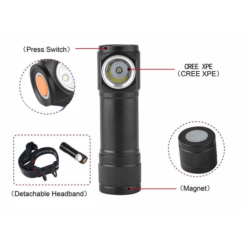 Outdoor glare headlight LED aluminum alloy built-in battery USB charging tail magnetic suction night fishing light night runnin